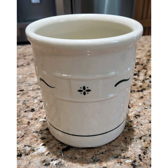 Longaberger Pottery Crock Heritage Blue Woven Traditions Utensil Holder Jar - Picture 6 of 12